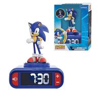 LEXIBOOK, Sonic The Hedgehog, Sonic Night Light Alarm Clock, Sounds and Melodies, Backlit LCD Screen, Luminous, Snooze, Blue, RL800SNLXB