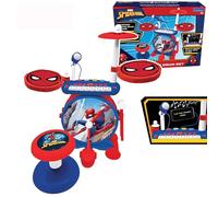 Lexibook, Spider-Man, Electronic Set for Children, Musical Toy Game, Realistic Drum Sound, 8-Keys Keyboard, MP3 Plug, seat Included, Blue/red, K610SPLXB