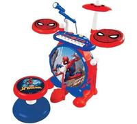 Lexibook, Spider-Man, Electronic Set for Children, Musical Toy Game, Realistic Drum Sound, 8-Keys Keyboard, MP3 Plug, seat Included, Blue/red, K610SP