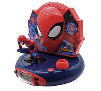Lexibook, Spider-Man, Projector Alarm Clock for kids, Nightlight and time projection to the ceiling, Sound Effects, Battery-powered, Red, RP500SP