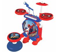 Lexibook, Spider-Man, Electronic Set for Children, Musical Toy Game, Realistic Drum Sound, 8-Keys Keyboard, MP3 Plug, seat Included, Blue/red, K610SP