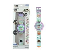 LEXIBOOK, Star Wars, Digital Watch Grogu with 20 Projections, Adjustable Bracelet for Kids, Date and Time Display, Green/Purple, DMW050SWLXB