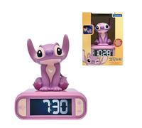 LEXIBOOK, Disney Stitch, Angel Night Light Alarm Clock, Sounds and Melodies, Backlit LCD Screen, Luminous, Snooze, Pink, RL800D1LXB