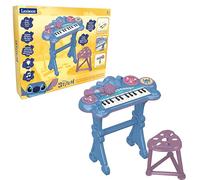 Lexibook, Stitch Electronic Keyboard with Seat and Microphone, 24 Light-Up Keys for Learning Music and Aux-In Cable, Blue, K707D