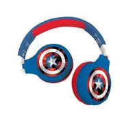 LEXIBOOK, The Avengers, 2-in-1 Bluetooth Headphones for Kids - Stereo Wireless Wired, Kids safe for Boys Girls, Foldable, Adjustable, red/blue, HPBT010AVLXB
