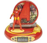 Lexibook Marvel The Avengers Iron Man Projector Clock, Built-in Night Light, time Projection onto The Ceiling, Sound Effects, Battery-Powered, Red/Yellow, Standard