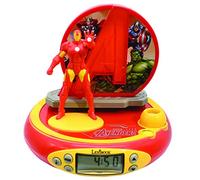 Lexibook Marvel The Avengers Iron Man Projector Clock, Built-in Night Light, time Projection onto The Ceiling, Sound Effects, Battery-Powered, Red/Yellow, Standard