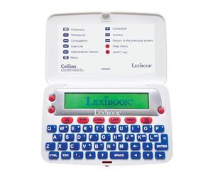 LEXiBOOK - The Collins English Dictionary, 13th Edition - Electronic Dictionary, Definitions, Thesaurus, Conjugation, Phonetic Spelling Check, Crossword Solver, with Battery, Blue/White,