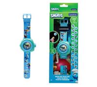 LEXIBOOK, The Smurfs, Adjustable wristwatch with digital screen featuring 20 projections from The Smurfs universe, for children, DMW050SFLXB