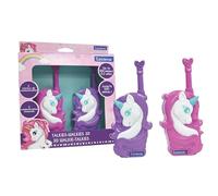 LEXIBOOK, Unicorn, 3D Unicorn Walkie-Talkies, 500m Range, 2 Communication Channels, Belt Clip, Pink/Purple, TW18UNILXB