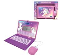 LEXIBOOK, Unicorn Bilingual Educational Laptop, 164 Activities, English/French Learning, Maths, Logic, Music, Slim Design, Realistic Keyboard and Mouse, Pink/Purple, JC601UNIi1LXB