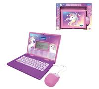 LEXIBOOK, Unicorn Bilingual Educational Laptop with 164 Activities, English/German Learning, Realistic Keyboard and Mouse, Slim Design, Large Screen, Pink/Purple, JC601UNIi3LXB