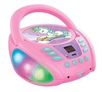 Lexibook, Unicorn, Bluetooth CD player for kids, Portable, Multicoloured light effects, Microphone jack, Aux-in jack, AC or battery-operated, Girls, Boys, Pink, RCD109UNI