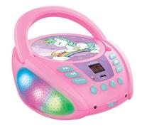 Lexibook, Unicorn Bluetooth CD Player, RCD109UNILXB | Multicolour lights, Mic jack, AUX input, Pink
