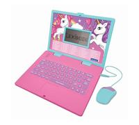 LEXIBOOK, Unicorn, Educational and Bilingual Laptop French/English, Toy for Children with 124 Activities to Learn Mathematics, Dactylography, Logic, Clock Reading, Games and Music, Pink, JC598UNIi1