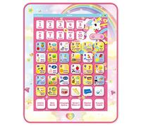 Lexibook, Unicorn, Educational Bilingual Interactive Learning Tablet, Toy to learn alphabet letters numbers words spelling and music, English/French, Pink, JCPAD002UNIi1