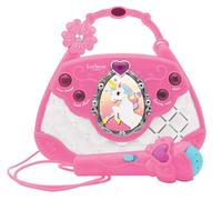 Lexibook, Unicorn, Karaoke Bag with Microphone, voice changer, demo songs, light effects, mic included, aux-in input, pink/blue, K102UNI