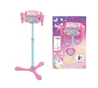 Lexibook, Unicorn, karaoke stand Bluetooth lights, pink, S160UNI | Fun unicorn karaoke set with adjustable stand, dual mics, lights, Bluetooth music streaming and handy phone holder for shows