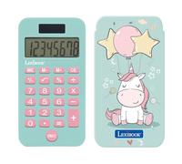 LEXIBOOK, Unicorn, Pocket Calculator with Protective Cover, Classic and Advanced Functions, Battery and Solar Powered, Blue and Pink, C45UNILXB