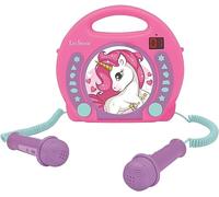 Lexibook, Unicorn, Portable CD player with Microphones, Music Player, Repeat and Programming, Karaoke, Headphones jack, Pink, RCDK100UNI