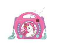 Lexibook, Unicorn, Portable CD player with Microphones, Music Player, Repeat and Programming, Karaoke, Headphones jack, Pink, RCDK100UNI