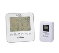 LEXIBOOK Weather Station Meteoclock Silver, Waterproof Outdoor Sensor, Moon Phase, Alarm and Snooze Function, Battery Operated, silver, SM940