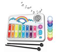 Lexibook K340 Xylofun Electronic and Educational Xylophone for Children, Musical Toy Game, 8 Keys, Light Guidance, 2 mallets Included, White/Blue