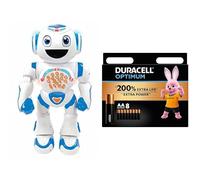 LexibookPowermanStar-RemoteControlWalkingTalkingToyRobotSTEMProgrammableforkids4+-ROB85EN + Duracell Optimum AA Batteries (8 pack) - Alkaline Batteries 1.5V - Up To 200% Extra Life or Extra Power - Me