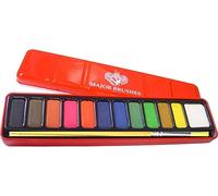 Lexicon Select Artist Watercolour Red Paint Tin 12 Blocks with Brush & Colour Chart