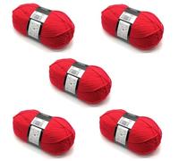 Lexicon Select Pack of 5 x 100g Balls Aran Wool - Red