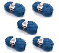Lexicon Select Pack of 5 x 100g Balls Blue Aran Yarn - Denim
