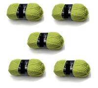 Lexicon Select Pack of 5 x 100g Balls Green Chunky Wool - Kiwi