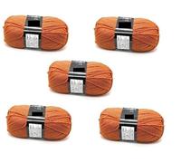Lexicon Select Pack of 5 x 100g Balls Orange Double Knitting Wool - Burnt Orange