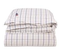 Lexington - Checked Cotton Poplin Duvet Cover White / Beige / Navy, 220x220 cm - White