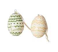 Lexington Easter Eggs in Papier Maché Easter ornaments 2-pack Green-yellow