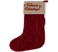 Lexington - Happy Holidays Organic Cotton Velvet Stocking, Red - Red