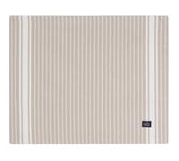 Lexington - Icons Striped Organic Cotton Oxford Placemat, Beige / White - White