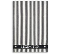 Lexington - Icons Twill Waffle Striped Kitchen Towel, Black - Black