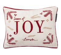 Lexington - Joy Organic Cotton Velvet Cushion 30x40 cm, Snow White / Red / Beige - Beige