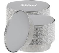 LEXININ 100 Pack 6 Inch Round Aluminium Foil Pie Trays, 500ml Foil Flan Cases Dishes with Lids for Baking Cooking Roasting