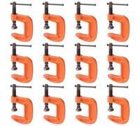 LEXININ 12 Pcs 1 Inch Mini G Clamp, Jaw Opening 30mm Orange Small C Clamps for Woodworking Welding Building, Malleable Cast Iron
