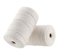 LEXININ 2 Pack 3mm x 200m Macrame Cotton Cord, Twisted White Cotton Rope Cord, Soft Cotton Twine String for Arts Crafts