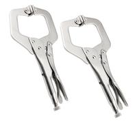 LEXININ 2 PCS 11 Inch Large Locking C Clamp Pliers, 8cm Adjustable Opening Width Welding C Clamps with Swivel Pads for Woodwork, Uneven Surfaces, Angles
