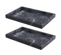 LEXININ 2 Pcs Grey Rectangle Marble Bathroom Tray, 30 x 20cm Marble Decorative Storage Tray for Kitchen, Countertop