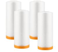 LEXININ 4 Pack 2.4 x 20m Plastic Dust Sheets Roll, 7.8ft x 65.6ft Masking Film Polythene Dust Sheet Roll, Self-Adhesive Painting Drop Film Masking Tape for Decorating, Painting, Spraying