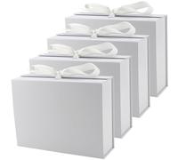 LEXININ 4 Pack 23 x 17 x 7cm White Gift Box, 9 x 6.7 x 2.7 Inch White Luxury Gift Boxes with Lid, Foldable Gift Box for Presents Wedding Birthday