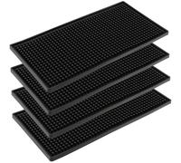 LEXININ 4 Pack 6 x 12 Inch Black Rubber Bar Mat, 15 x 30 x 1cm Small Rubber Bar Spill Mat, Coffee Bar Runner Mats for Countertop