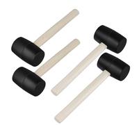 LEXININ 4 PCS 16oz Rubber Mallet with Wooden Handle, Black Rubber Hammer for Home Nail Framing Roofing DIY