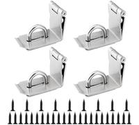 LEXININ 4 PCS 4 Inch 90 Degree Padlock Hasp and Staple, Small Stainless Steel Right Angle Door Clasp for Window Cabinets
