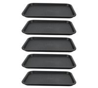 LEXININ 5 PCS Plastic Fast Food Trays, 35 x 27cm Rectangular Food Trays, Black Plastic Food Trays for Drink Snack Coffee